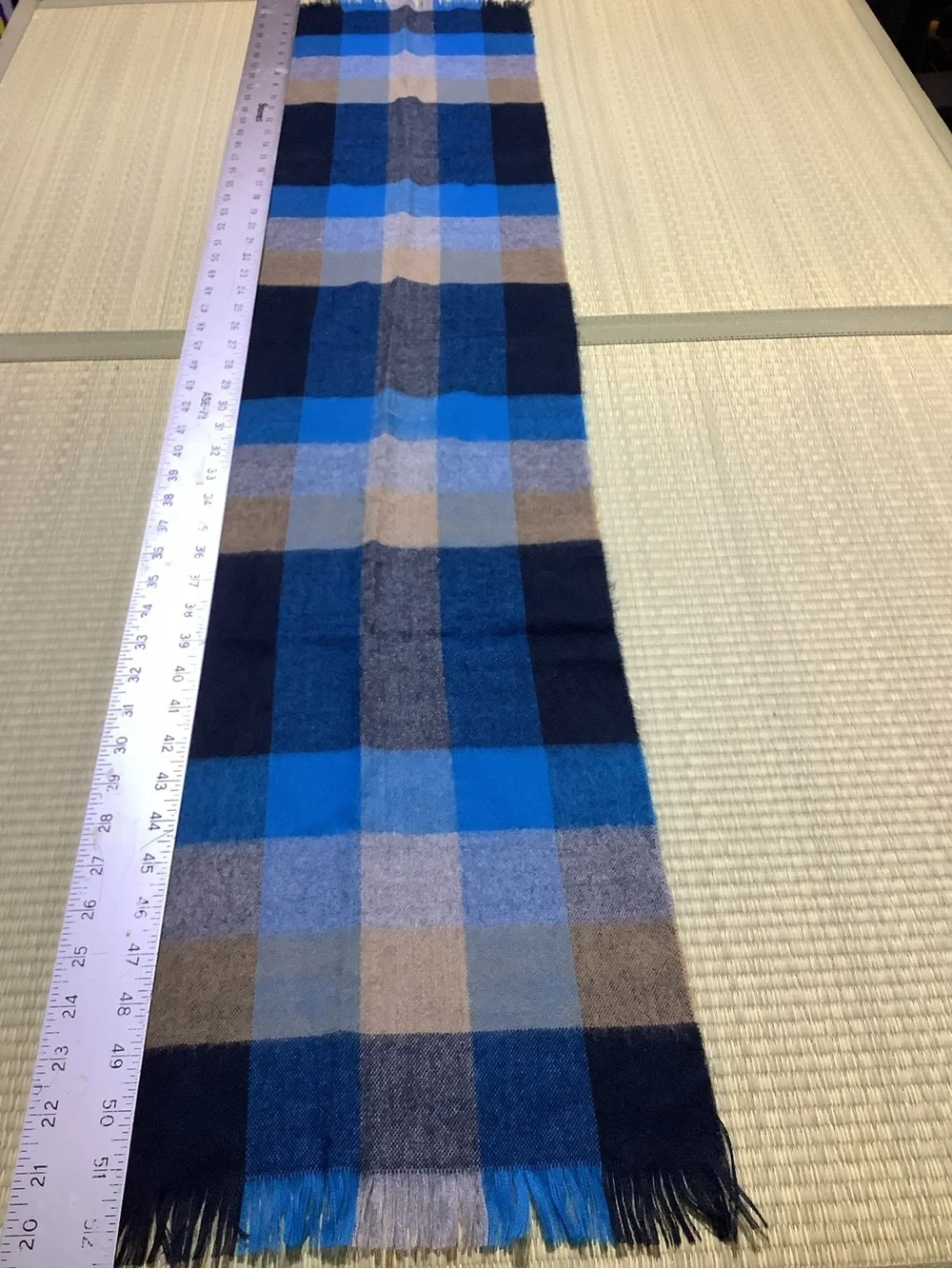 Halston Heritage Blue Multi-Check Men's Scarf